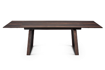 Кухонный стол раскладной AERO 90х160х76см закаленное стекло/керамика/сталь Dark Oak