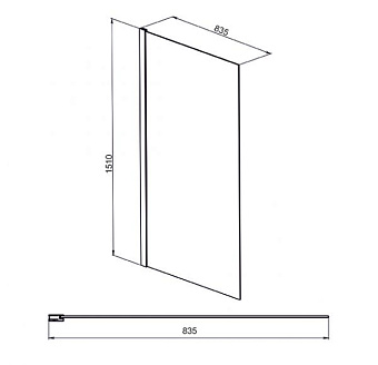 Стеклянная шторка на ванну MIRSANT СLEAR УТ000065062 150х80см