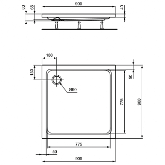 Душевой поддон IDEAL STANDARD HOTLINE K276701 90х90см