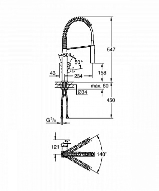 Смеситель для кухни GROHE Eurocube 31395DC0 гибкий излив сталь