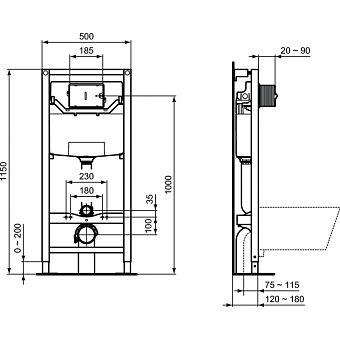 Инсталляция с унитазом IDEAL STANDARD PROSYS OLEAS™ TESI P3868V1