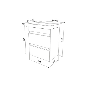 Тумба с раковиной IDDIS Zodiac ZOD5AB0i95K 34х49,4х64см