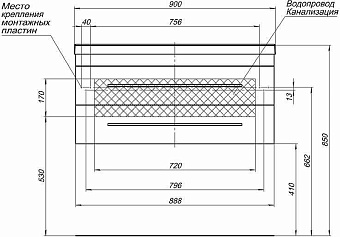 Тумба с раковиной AQUANET Нота 287708 48х90,2х44см