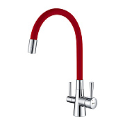 Смеситель для кухни LEMARK Comfort LM3075C-Red гибкий излив красный/хром