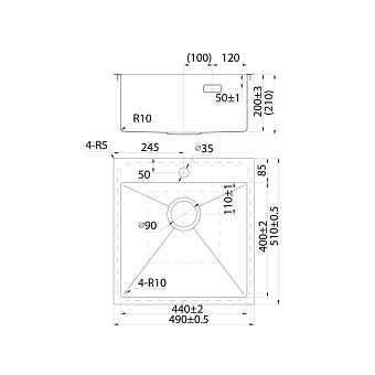Мойка кухонная IDDIS Haze HAZ49S0i77 49х51см сатин