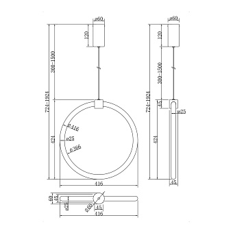 Светильник подвесной Maytoni Anillo MOD315PL-L20G3K 20Вт LED