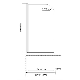 Стеклянная шторка на ванну WASSERKRAFT Leine 35P01-80WHITE Fixed 140х80см