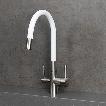 Смеситель для кухни LEMARK Comfort LM3075BN-White никель