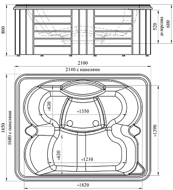 Мини бассейн СПА RADOMIR DeLuxe 1-30-0-0-0-053Б 214х168х60см 0,7куб.м