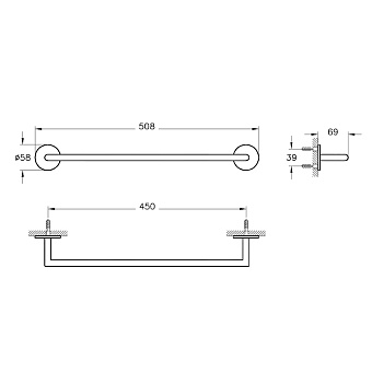 Полотенцедержатель VITRA Origin A44886 хром 50,8см