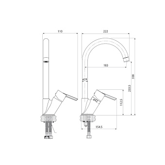 Смеситель для кухни IDDIS Kitchen Line K11SB0Ji05 поворотный излив хром
