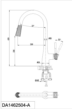 Смеситель для кухни D&K RheinSchiller DA1462504A выдвижной излив Золотой/Металл/Серый