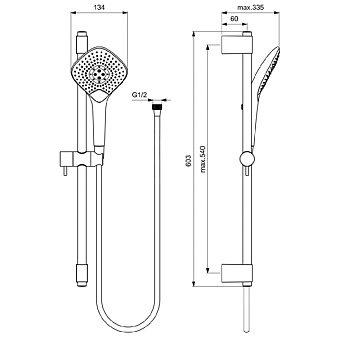 Душевой гарнитур IDEAL STANDARD IDEALRAIN EVO JET B1762AA хром