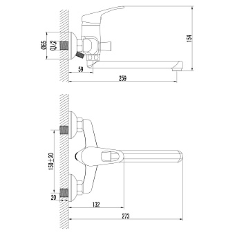 Смеситель для ванны LEMARK Omega LM3110C хром