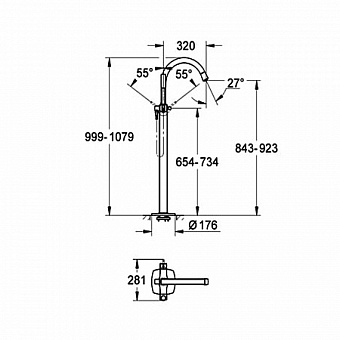 Смеситель для ванны GROHE Grandera 23318IG0 золото/хром