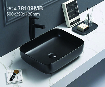 Раковина накладная Azario Pate AZ-78109MB 50х39см