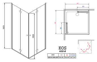 Угловое ограждение RADAWAY Eos KDD-B 100 197х100см стекло интимато