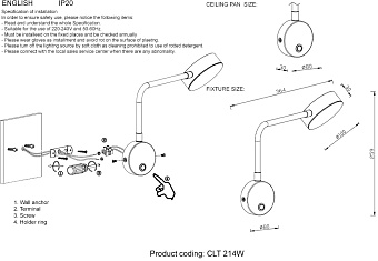 Бра CRYSTAL LUX CLT 214 CLT 214W BS 9Вт LED