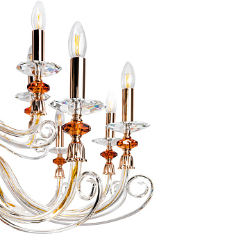 Люстра подвесная CRYSTAL LUX CATARINA CATARINA SP12+6 V2 GOLD/TRANSPARENT-COGNAC 1080Вт 18 лампочек E14