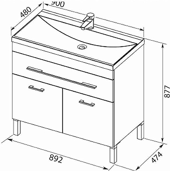 Тумба с раковиной AQUANET Верона 287673 48х90,2х87,2см