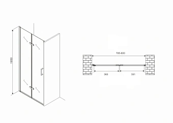 Душевая дверь Abber Zart AG08080P 195х80см стекло прозрачное