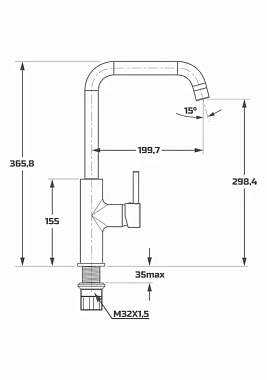 Смеситель для кухни Maxonor PL4087-7 поворотный излив чёрный