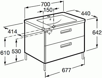 Тумба под раковину подвесная ROCA Gap Z.RU93.0.274.1 44х70х60см