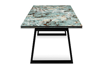 Кухонный стол раскладной AERO 100х200х76см закаленное стекло/керамика/сталь Malahit