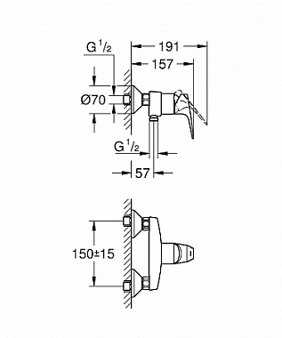 Смеситель для душа GROHE BauFlow 23755000 хром
