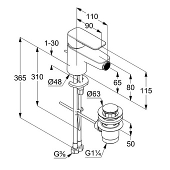 Смеситель для биде KLUDI Pure Style 402160575 хром