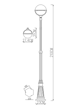 Светильник ландшафтный Arte Lamp MONACO A1497PA-1BK 75Вт IP44 E27 чёрный