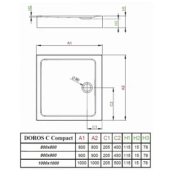 Душевой поддон RADAWAY Doros SDRC1010-05 100х100см
