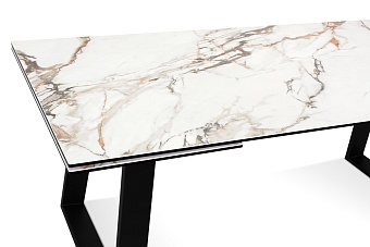 Кухонный стол раскладной AERO 100х200х76см закаленное стекло/керамика/сталь Gold