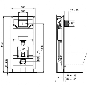 Инсталляция с унитазом IDEAL STANDARD PROSYS CONNECT E211601