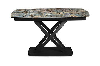 Кухонный стол раскладной AERO 88х140х76см закаленное стекло/керамика/сталь Malahit