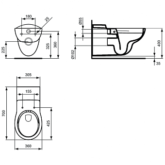 Унитаз подвесной IDEAL STANDARD CONTOUR S306901 без сиденья