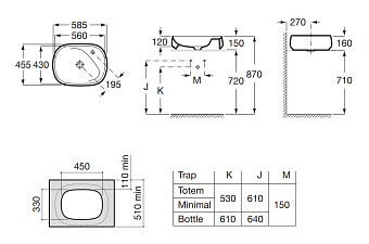 Раковина накладная ROCA Beyond 7.3270.B.800.0 58,5х45,5см