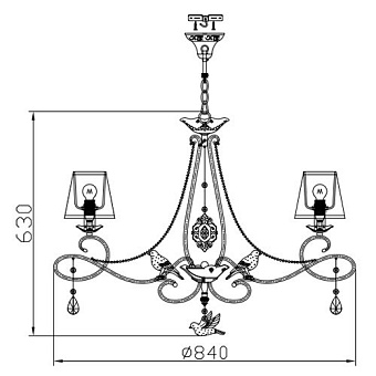 Люстра подвесная Maytoni Passarinho ARM001-08-W 40Вт 8 лампочек E14