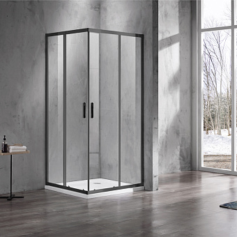 Угловое ограждение Azario MILTON AZ-ND1142 900 Black 200х90см стекло прозрачное