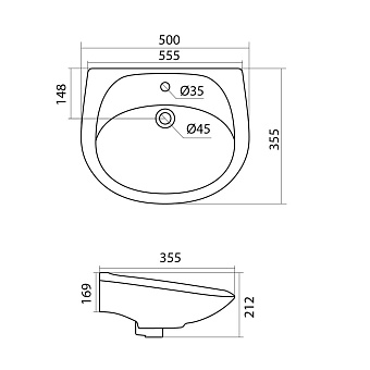 Раковина подвесная Santek Бриз 1WH110451 50х35,5см