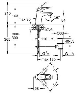 Смеситель для раковины GROHE Eurostyle New 33558LS3 белый