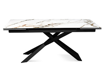 Кухонный стол раскладной AERO 90х180х76см закаленное стекло/керамика/сталь Gold