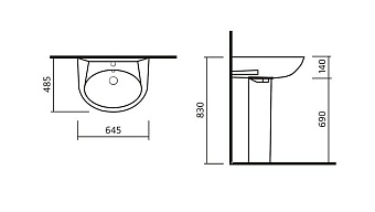 Раковина подвесная SANITA LUXE Classic CLCSLWB01 64,5х48,5см