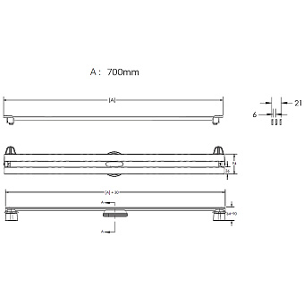 Щелевой душевой трап BERGES SUPER Slim 090053 700 73х12,5см вертикальный сток
