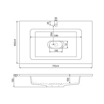 Раковина встраиваемая сверху IDDIS Optima Home 4508000i28 77х45см