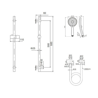 Душевой гарнитур CAPRIGO PARTS 98-570-NER чёрный