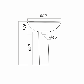 Раковина подвесная SANITA LUXE Аттика ATC55SAWB01 55х47,1см