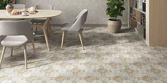 Напольная плитка ALMA CERAMICA Bofort TFU03BFR404 бежевый/серый 41,8х41,8см 1,922кв.м. матовая