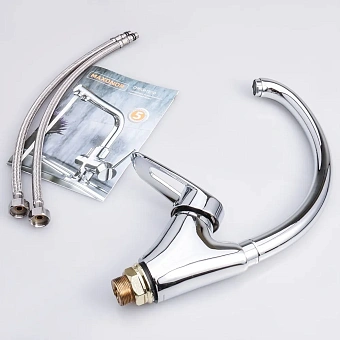 Смеситель для кухни Maxonor MN4107-2 поворотный излив хром