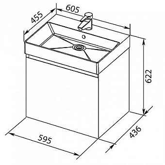Тумба с раковиной AQUANET Йорк 212591 43,6х60,5х62,2см